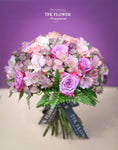 Load image into Gallery viewer, Classical Waltz Bouquet ( Deep Purple Roses and Classic Pink Roses) - TFK Flower