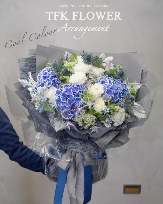 Ceruleum (Hydrangea and white roses Bouquet) - TFK Flower