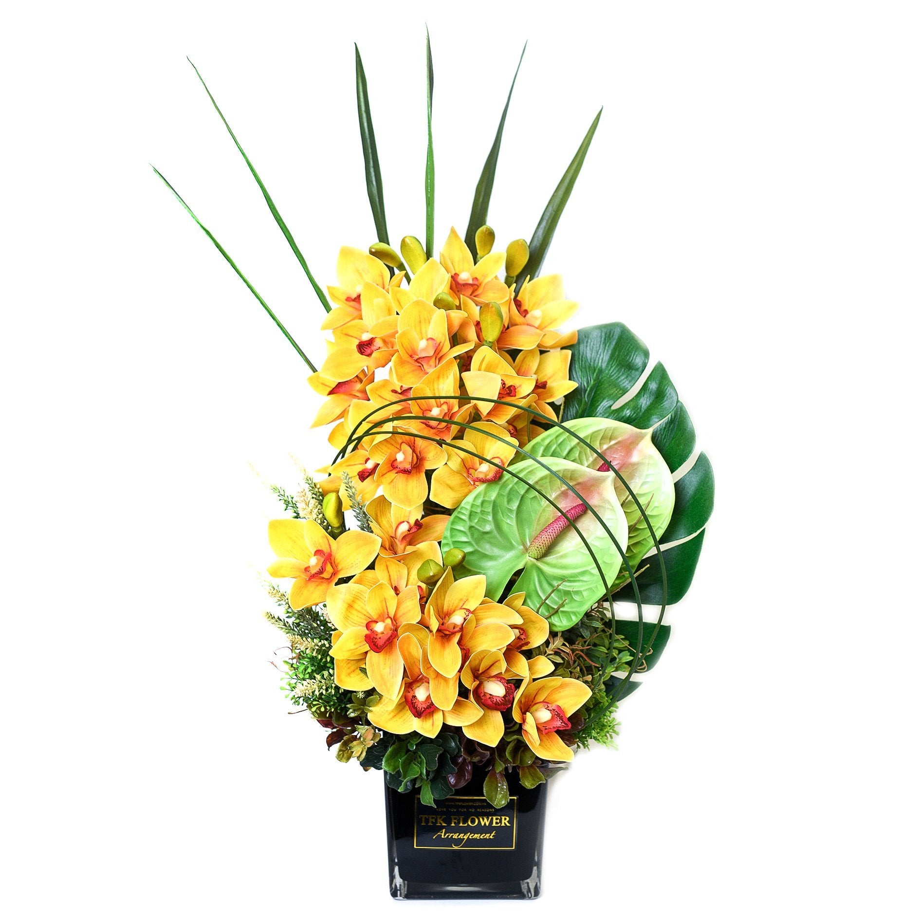 Cymbidium silk flowers table arrangement - TFK Flower