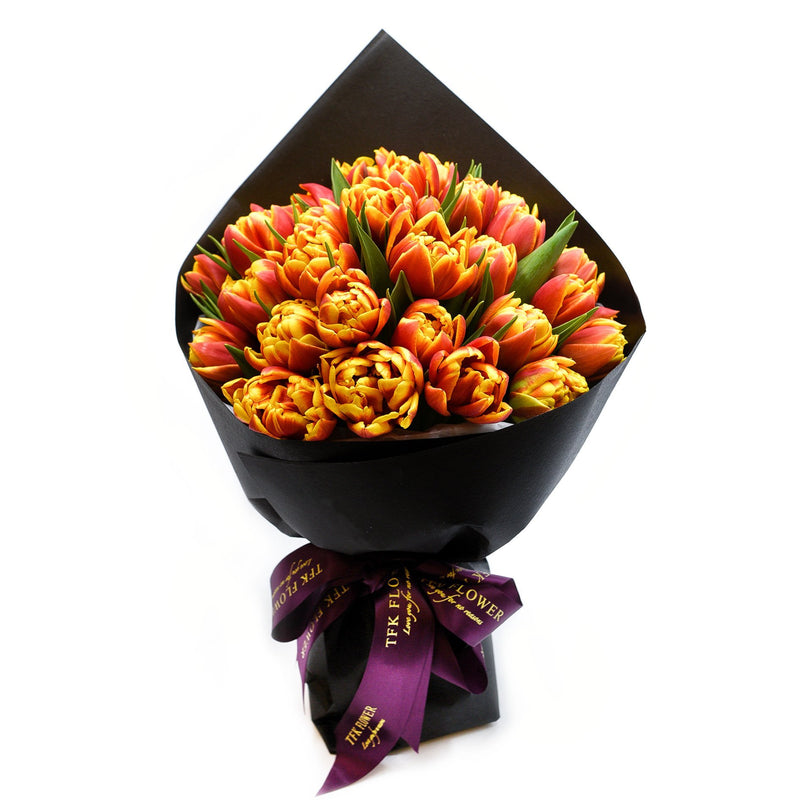 Premium 30's Orange Tulip Bouquet - TFK Flower