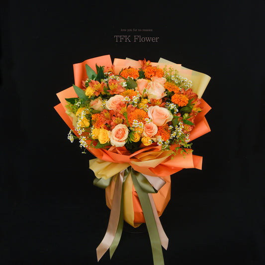 橙玫花束 - TFK Flower