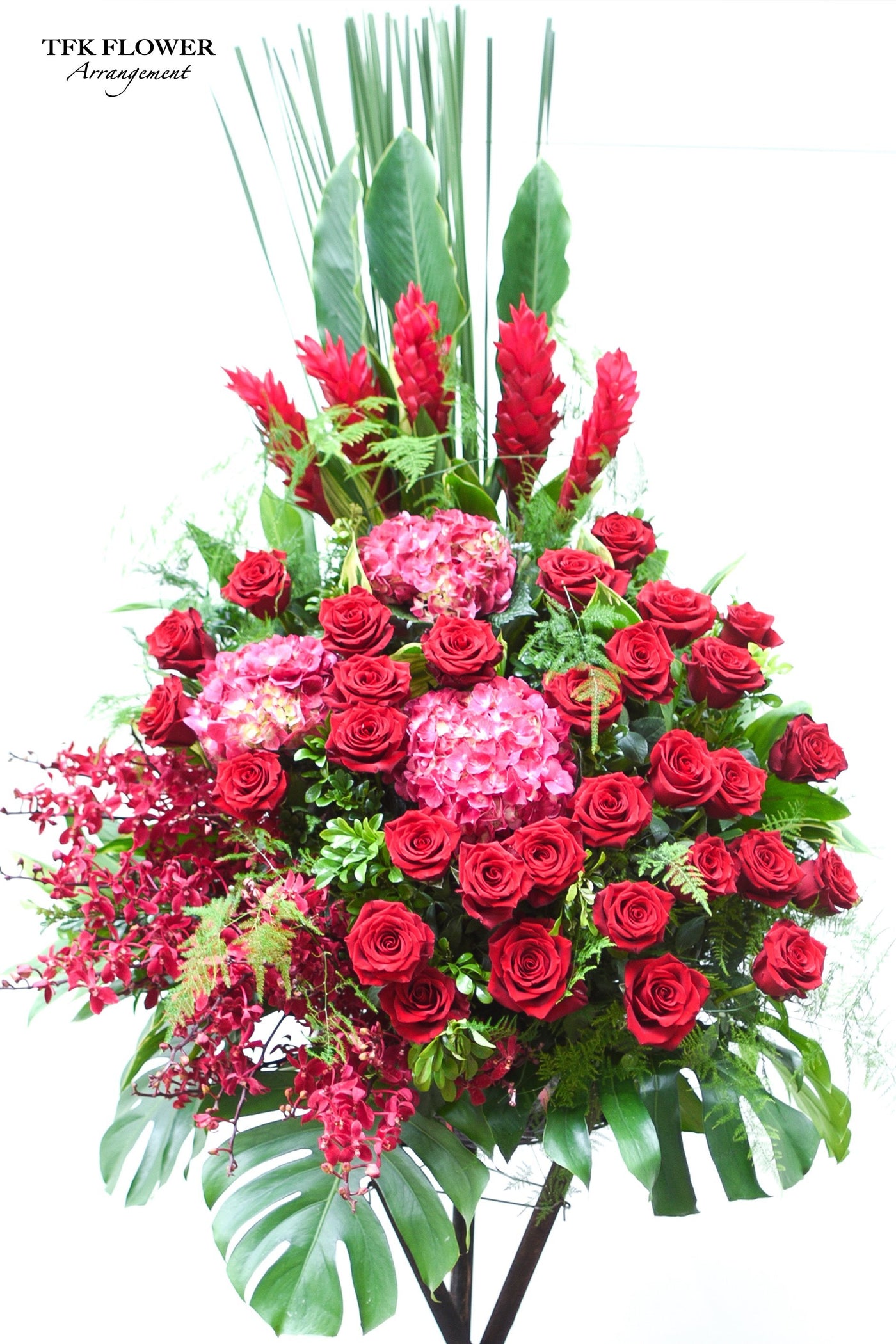 RED LUCK FLOWER BASKET STAND - TFK Flower